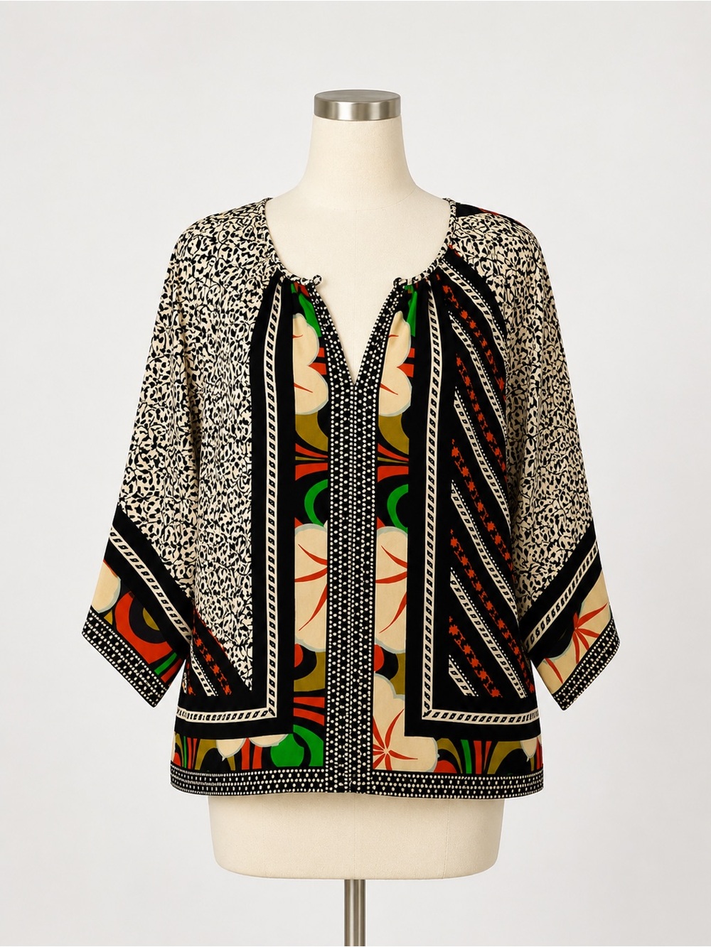 Etro Silk Floral Print Short Kimono Sleeve Blouse Top Multicolor Paisley 42 US6